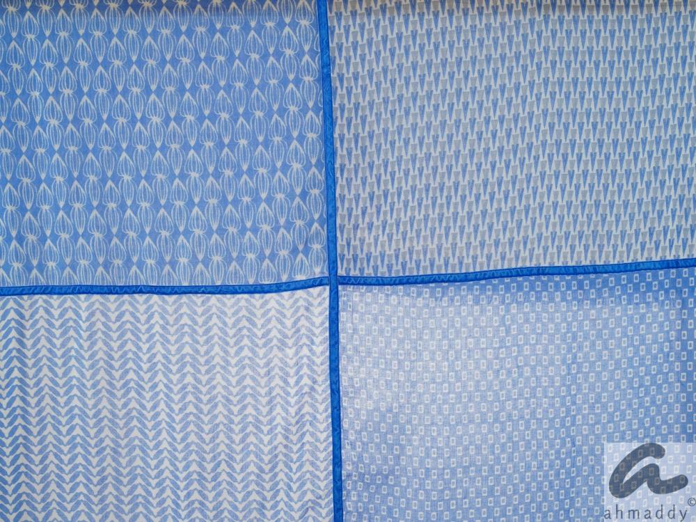 AHMADDY Woll-Schal blau weiß